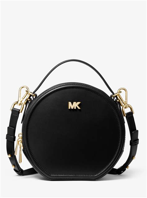 michael kors logo canteen bag white blk silver|Michael Kors Black Leather Med Canteen Silver White Tweed .